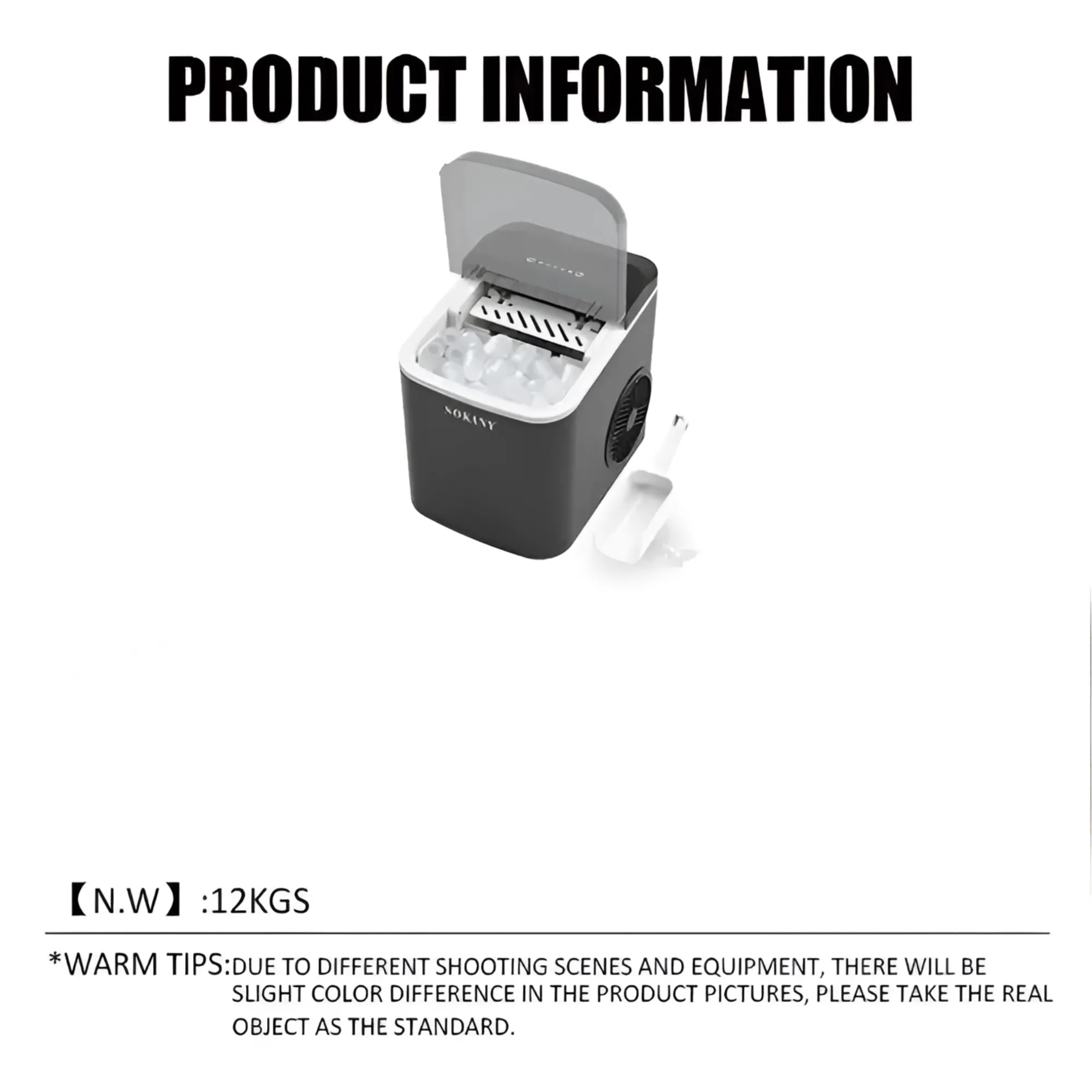 112W Countertop Portable 12KG Bullet Ice Maker - Quiet Operation