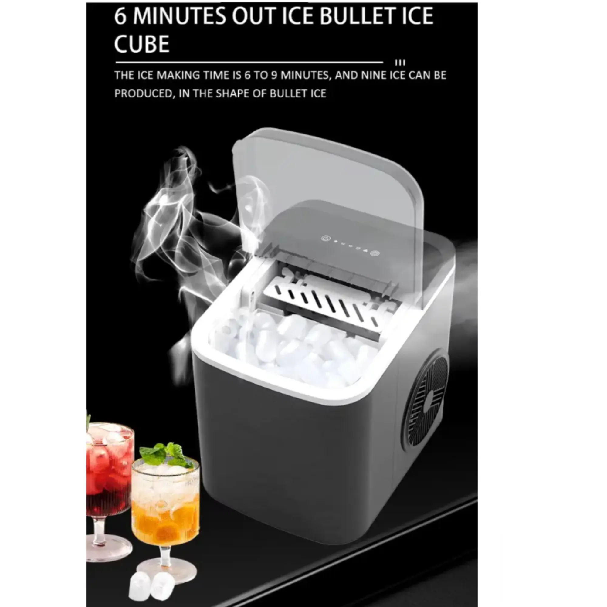 112W Countertop Portable 12KG Bullet Ice Maker - Quiet Operation