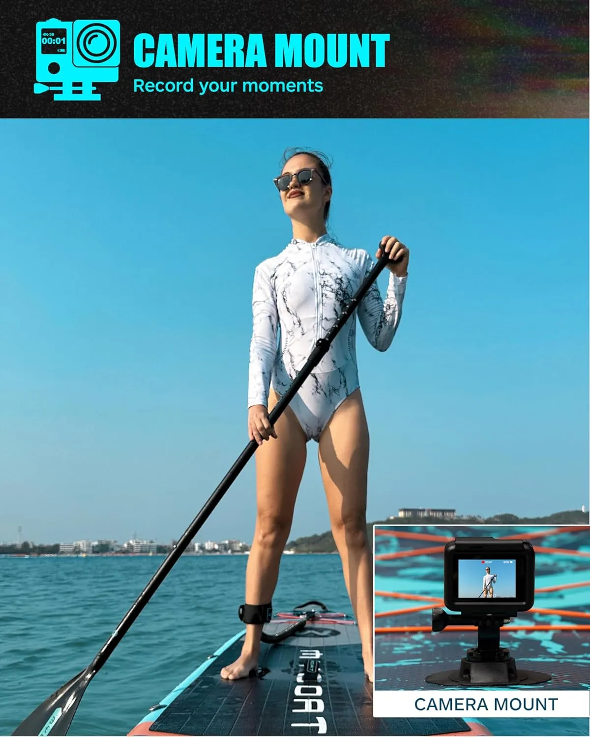 11'6"34"6" Extra Wide Inflatable Paddle Board, Stand Up Paddle Board for Fishing, Sup Board with 3 Removable Fins, Dual Bungees, Camera Mount, Hand Pump, Strong Paddle, 5L Dry Bag, Leash