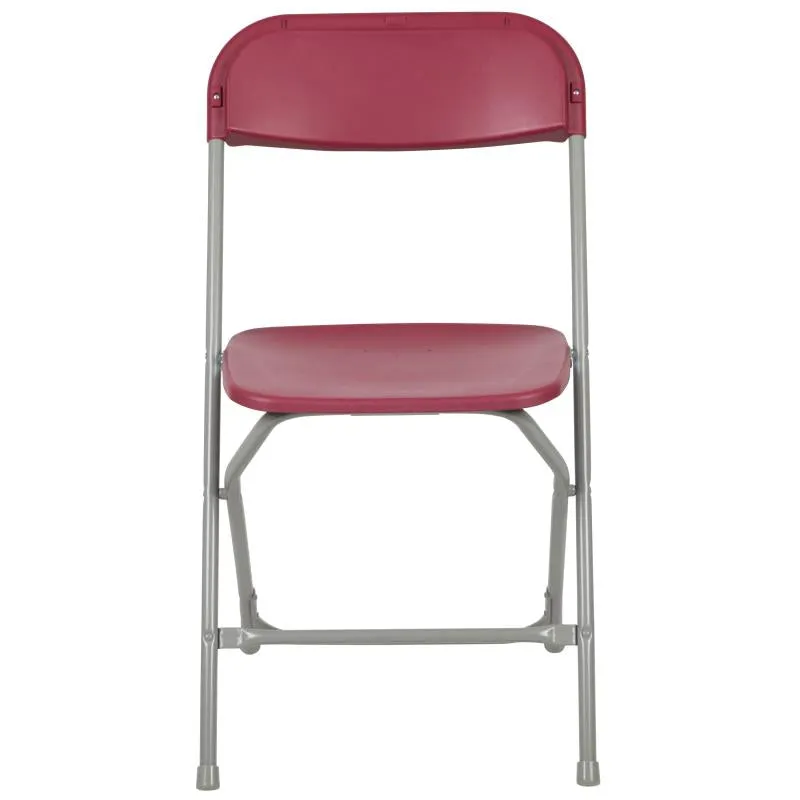 17.5" Red Plastic Folding Chair with Steel Frame for Homes and Events