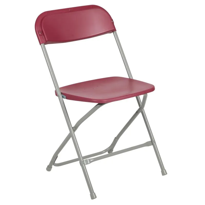 17.5" Red Plastic Folding Chair with Steel Frame for Homes and Events