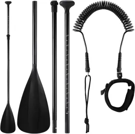 2 Pcs Paddle Board Paddle with Surfboard Leash 3 Pieces SUP Paddle Aluminum Alloy Floating Paddle Adjustable Stand Up Paddle Paddleboard Leash for Surfing Standup Paddle Boarding