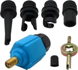 2024 NEW Inflatable Pump Air Valve Converter with 4 Air Valve Nozzles for Inflatable Boat, Stand Up Paddle Board, Inflatable Bed - Blue