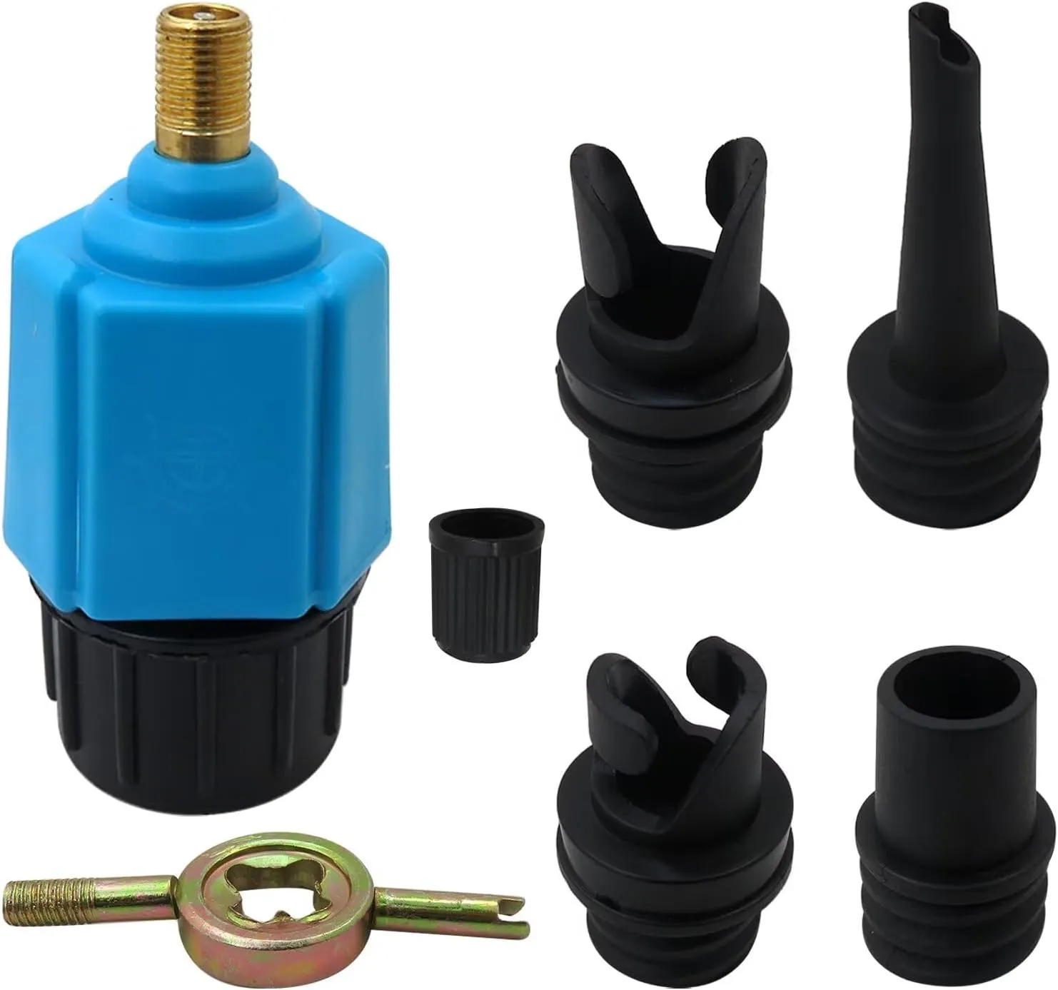 2024 NEW Paddle Board Pump Adapter, Air Pump Adapter for Inflatables, Compressor Air Valve Converter with 4 Air Valve Nozzles for Inflatable Boat, Stand Up Paddle Board,Inflatable Bed - Blue