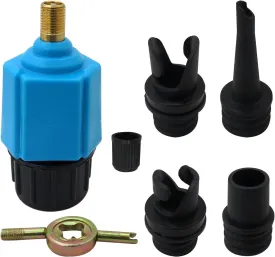 2024 NEW Paddle Board Pump Adapter, Air Pump Adapter for Inflatables, Compressor Air Valve Converter with 4 Air Valve Nozzles for Inflatable Boat, Stand Up Paddle Board,Inflatable Bed - Blue