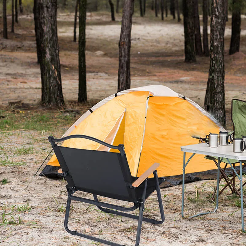 22" Black Small Leisure Folding Camping Chair with Handle and Storage Bag