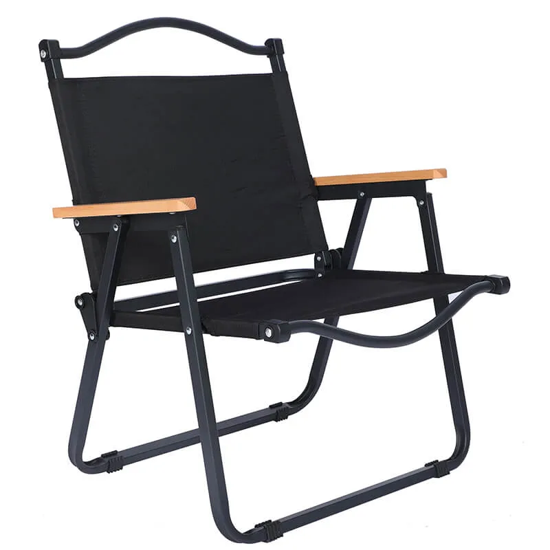 22" Black Small Leisure Folding Camping Chair with Handle and Storage Bag