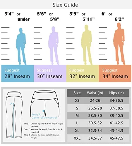 28"/30"/32"/34" Inseam Women's Bootcut Yoga Pants Long Bootleg High-Waisted Flare Pants with Pockets BlackFlare_30_X-Large Black