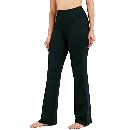 28"/30"/32"/34" Inseam Women's Bootcut Yoga Pants Long Bootleg High-Waisted Flare Pants with Pockets BlackFlare_30_X-Large Black