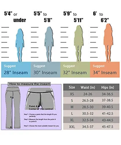 28"/30"/32"/34" Inseam Women's Bootcut Yoga Pants Long Bootleg High-Waisted Flare Pants with Pockets BlackFlare_30_X-Large Black