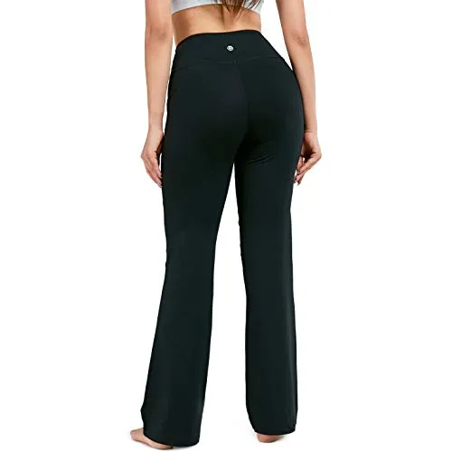 28"/30"/32"/34" Inseam Women's Bootcut Yoga Pants Long Bootleg High-Waisted Flare Pants with Pockets BlackFlare_30_X-Large Black