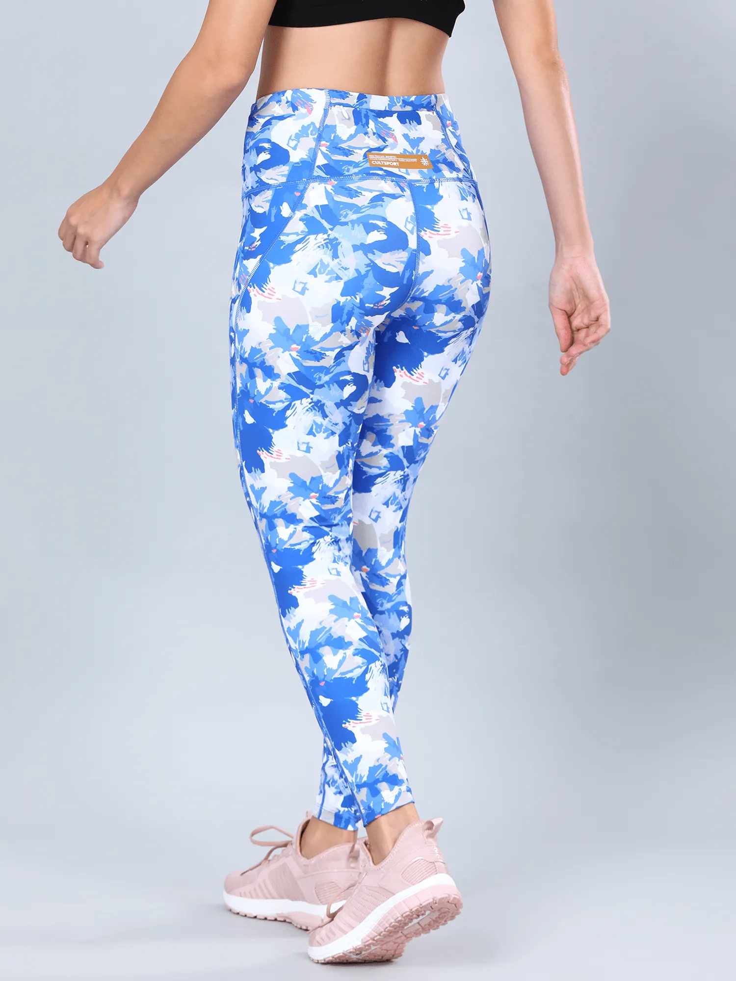 AbsoluteFit Blue Floral Workout Leggings