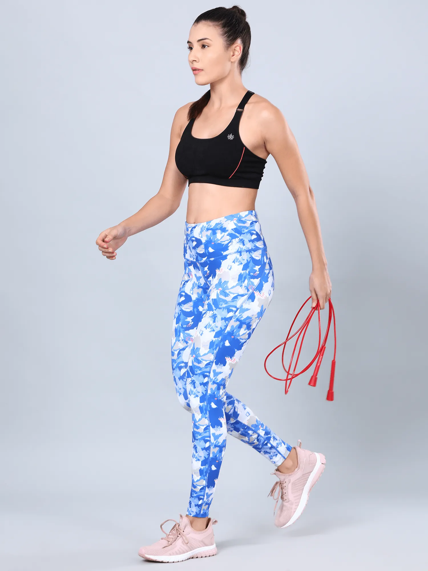 AbsoluteFit Blue Floral Workout Leggings