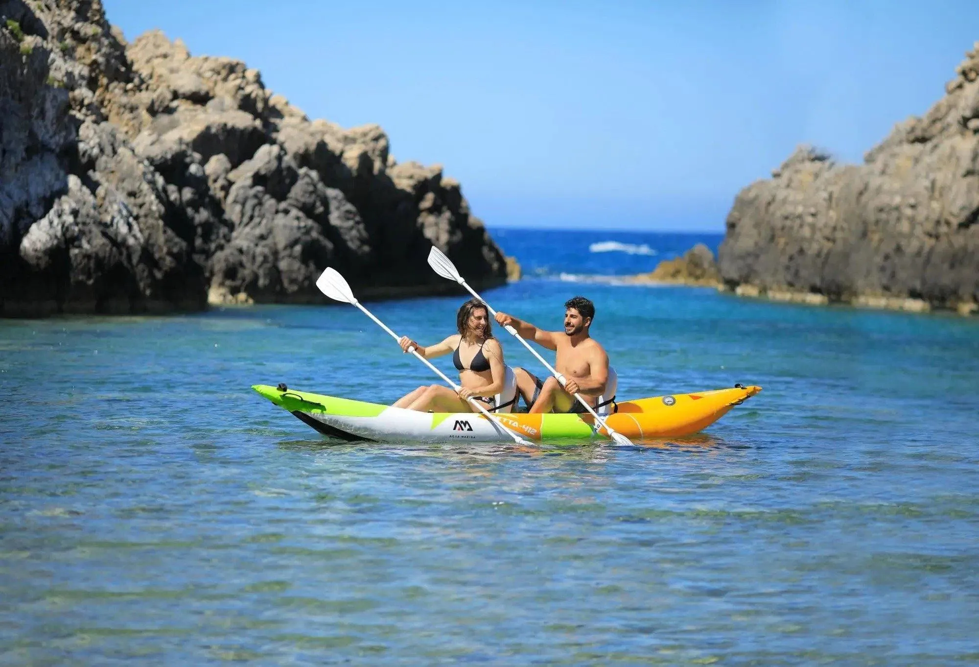 Aqua Marina - Betta-412 Leisure Kayak-2 person. Inflatable deck. Kayak paddle set included.