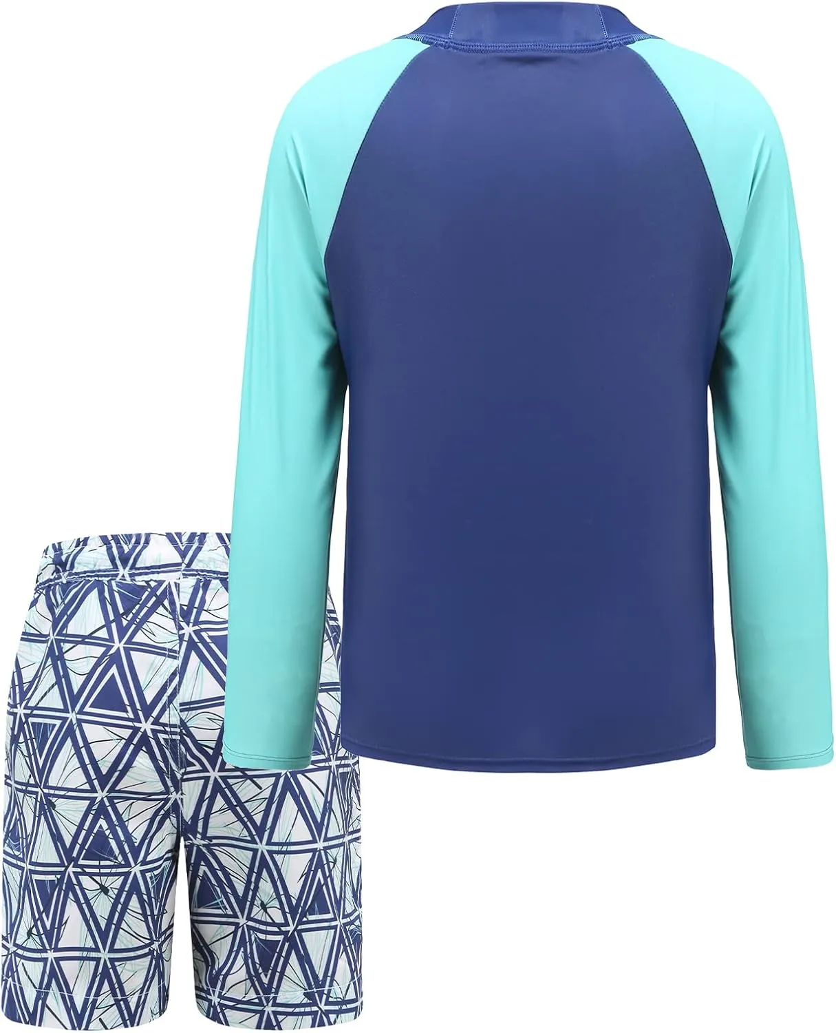 Boys Two Piece Rash Guard Swimsuits Set with Swim Trunk Kids Long Sleeve Bathing Suit Swimwear Set