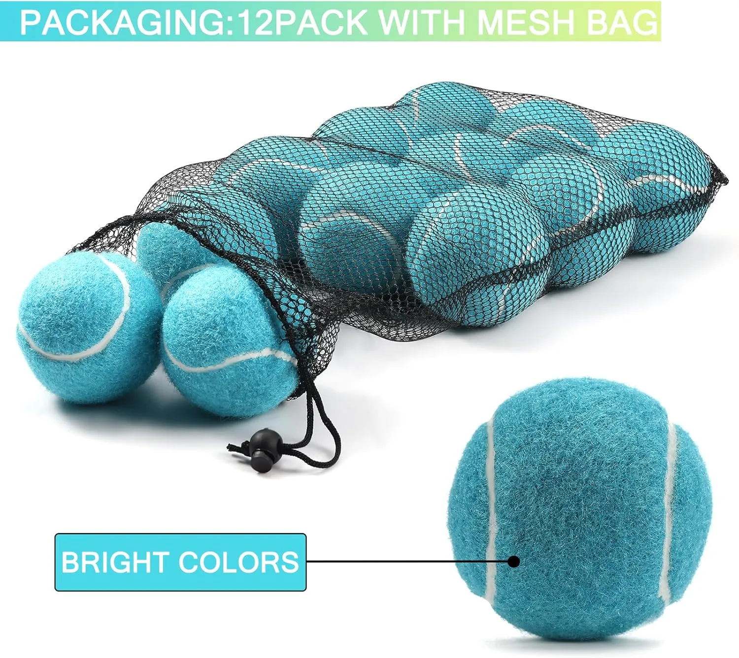 Bulk Tennis Balls for Beginner ??12 Pack High Elasticity Practice Tennis Balls with Mesh Bag, Suit for Pet Dog Training, Fetching