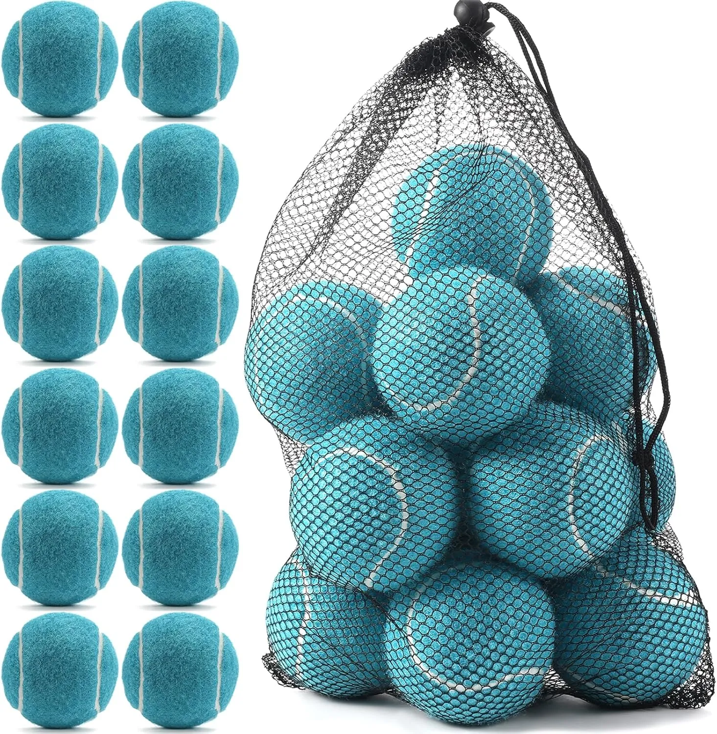 Bulk Tennis Balls for Beginner ??12 Pack High Elasticity Practice Tennis Balls with Mesh Bag, Suit for Pet Dog Training, Fetching