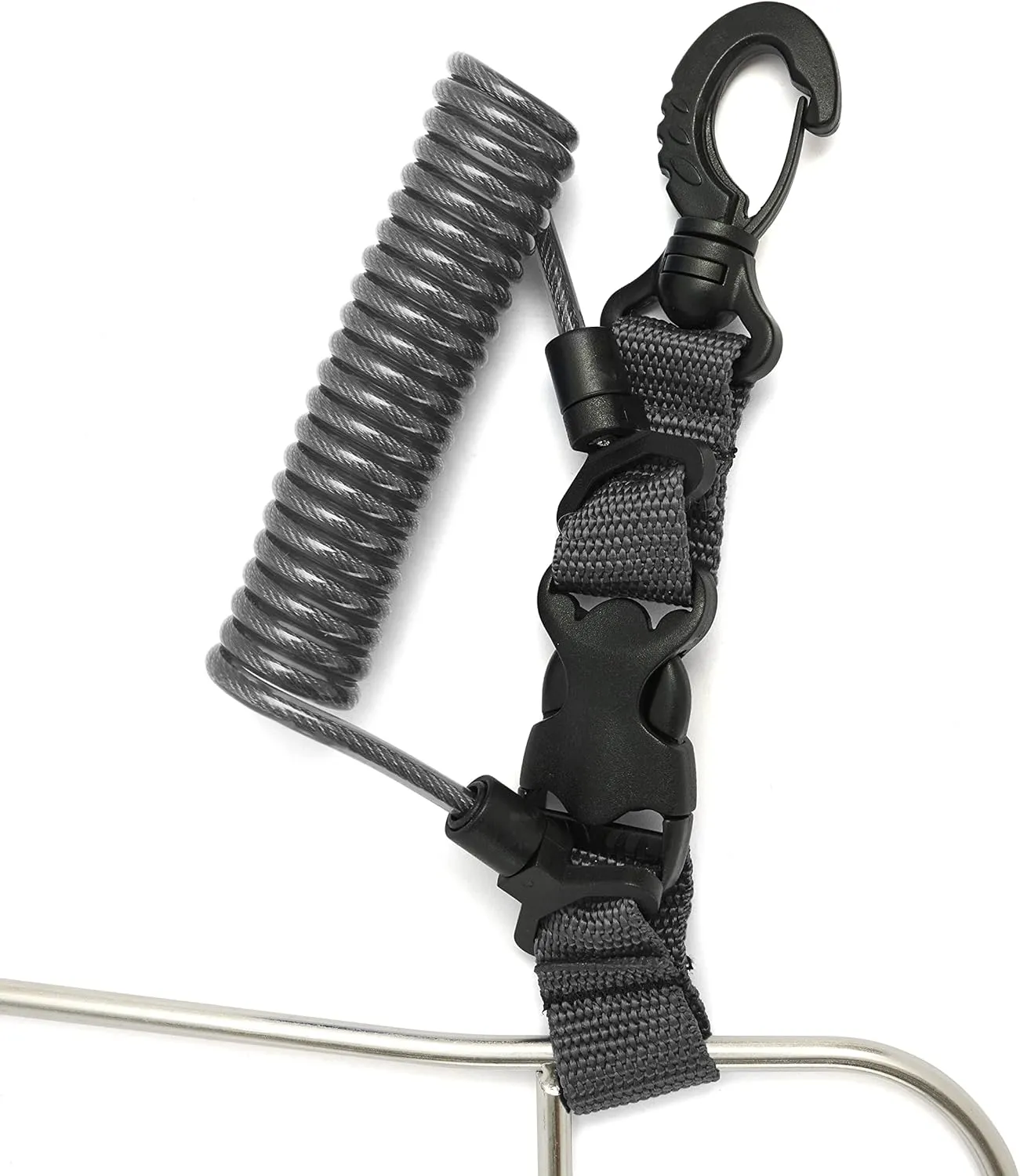 Calissa Offshore Kayak & Spearfishing Stainless Steel Fish Stringer Clip   36 Steel Core Lanyard Speargun Spear Fishing Freedive Freediving Scuba Dive Diving Large Holder