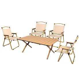 Camping Table and Chair Set Folding Portable Picnic Outdoor Egg Roll BBQ Desk