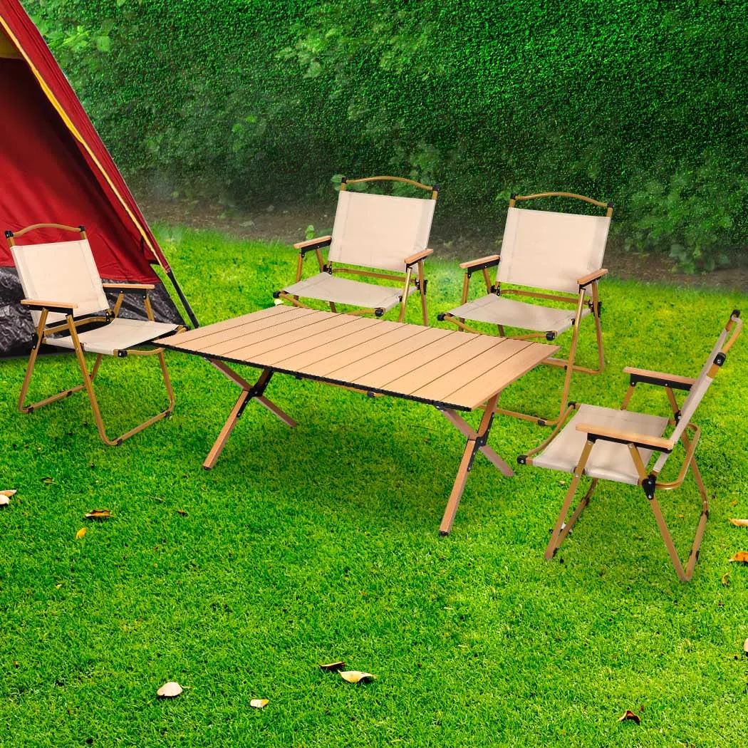 Camping Table and Chair Set Folding Portable Picnic Outdoor Egg Roll BBQ Desk