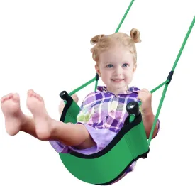 Children Outdoor Swing Seat With Adjustable Ropes - Kids Safety Playground Replacement, Belt Swing for Indoor Outdoor Backyard Play (Green)