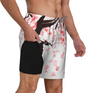 feelacle Mens Swim Trunks 9 Inch Inseam Board Shorts Beach Swimwear Bathing Suit with Compression Liner and Pockets