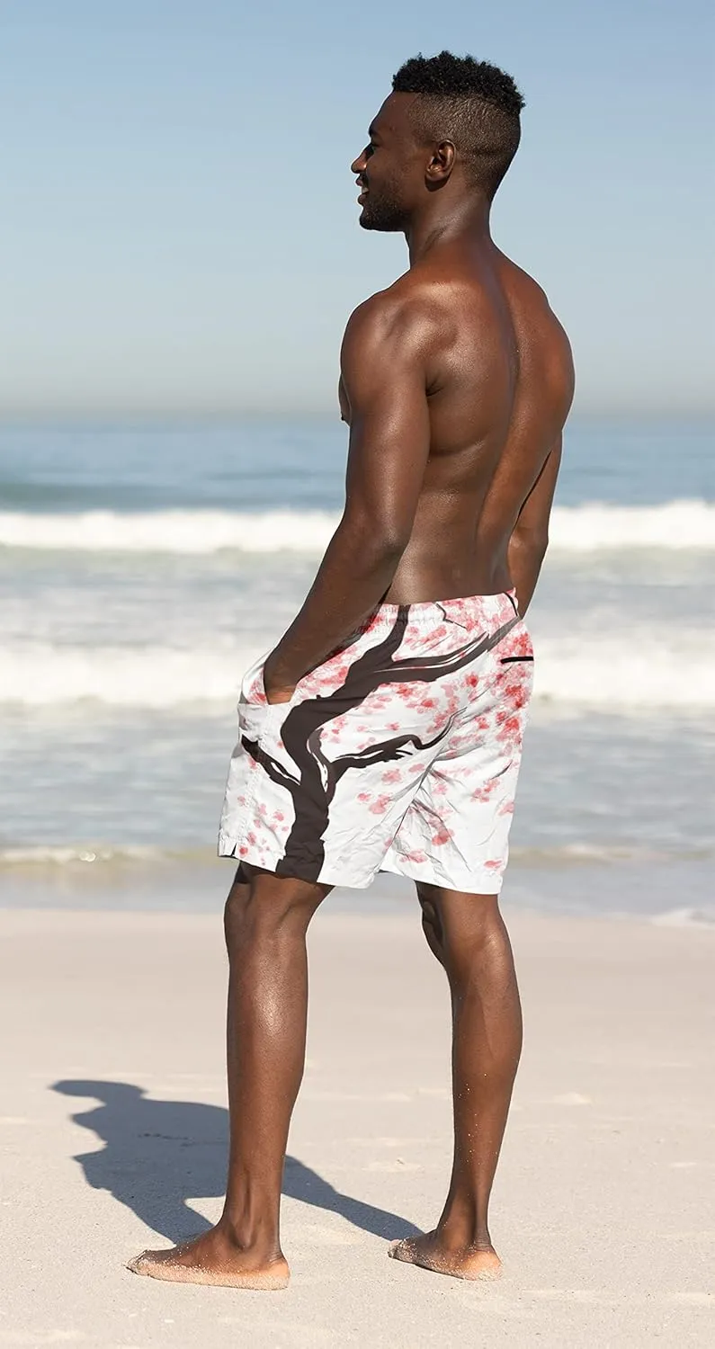 feelacle Mens Swim Trunks 9 Inch Inseam Board Shorts Beach Swimwear Bathing Suit with Compression Liner and Pockets