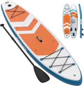 Inflatable Paddle Board for Adults, 10'6"/11" Inflatable Stand Up Paddle Board with Premium Accessories, Non-Slip EVA Deck, Ultra-Light Carry Bag, Pump, SUP Board for Adult (Orange, 10.6ft)