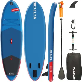 Inflatable Stand Up Paddle Board with SUP Accessories & Backpack. Paddle Boards for Adults. Non-Slip Deck, Wide Stance, Bottom Fin, Double Action Pump(Blue)