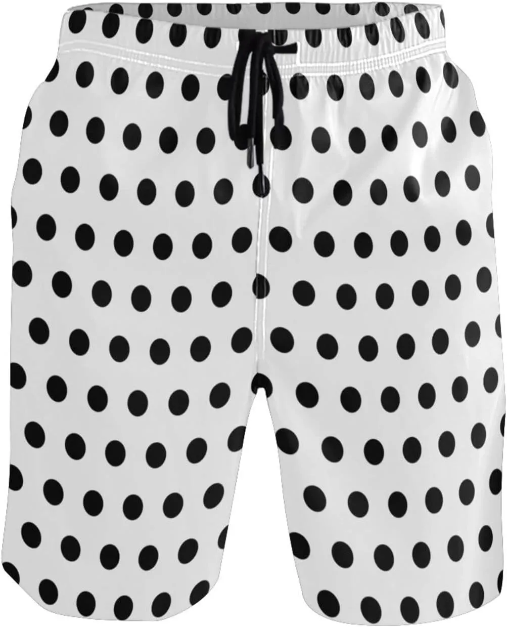 Men's Quick Dry Swim Trunks with Pockets Red and White Striped Beach Swimwear Board Shorts