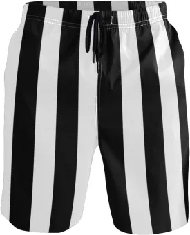 Men's Quick Dry Swim Trunks with Pockets Red and White Striped Beach Swimwear Board Shorts