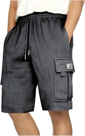 Men's Shorts Cargo Work Outdoors Summer Shorts Elastic Waist Drawstring Classic with Multi Pockets Solid Half Pants