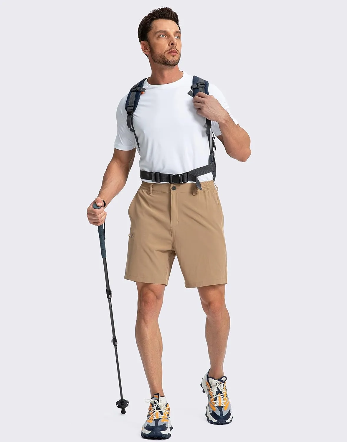 Pinkbomb Men's Golf Shorts with 6 Pockets Stretch Quick Dry Hiking Work Dress Shorts for Men