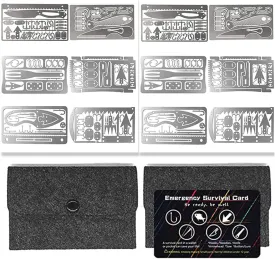 PSKOOK 12 Pcs Survival Multitool Card Emergency Camping Tool EDC Kit in Your Wallet Outdoor Hunting Fishing Hiking Gear