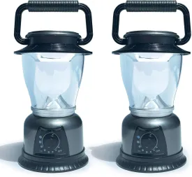 Retro LED Lantern 2-Pack, 360 COB 120 LM, Stepless-Dimming Battery Powered Camping & Hurricane Light, AA Batteries, Emergency/Power Outage (Grey-2 Pack)