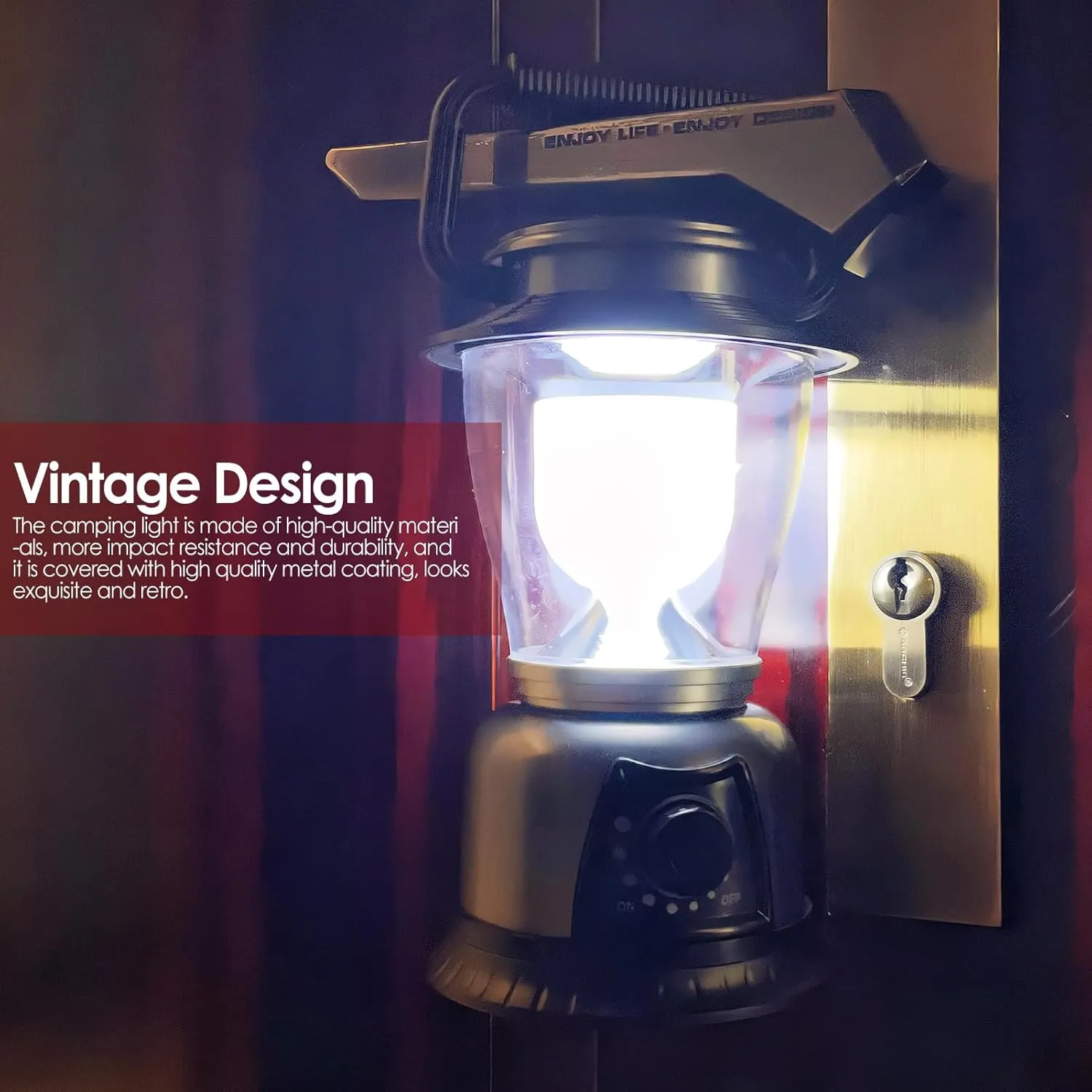 Retro LED Lantern 2-Pack, 360 COB 120 LM, Stepless-Dimming Battery Powered Camping & Hurricane Light, AA Batteries, Emergency/Power Outage (Grey-2 Pack)