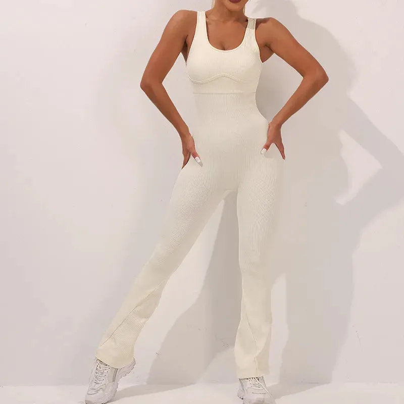 Seamless Thread activewear Yoga Suit Backless Cross Over Bra Sports Vest High Waist Butt Lift Cross Over Shorts Leggings Jumpsuit for Women