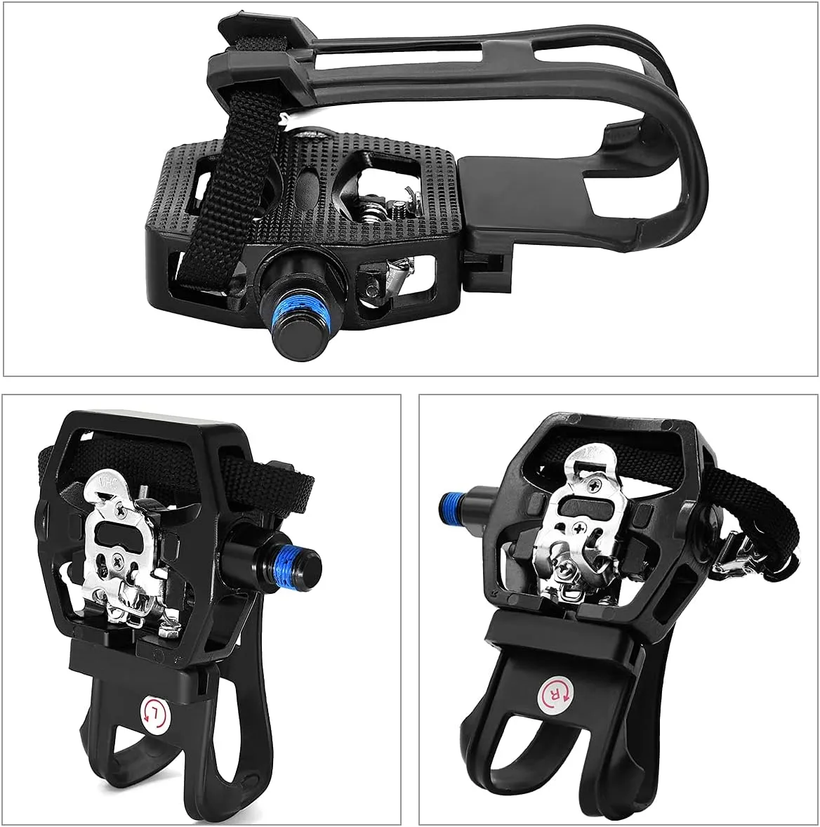 THINVIK Pedals and Cleats for SPD Spin Bike Moutain Bike, Compatible with Shimano SPD System for 9/16'' Indoor/Fitness/Exercise/Peloton Bicycle/MTB