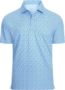 WARHORSEE Mens Golf Shirt Short Sleeve Super Stretch Printed Golf Polo Moisture Wicking Dry Fit Polo Shirts for Men